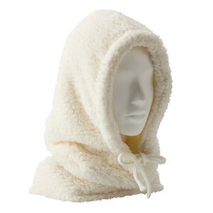 Kohl's Ivory Plush Sherpa Hooded Scarf with Ties